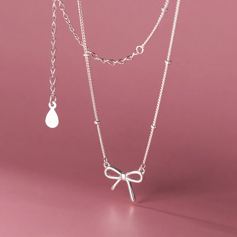 Simple Bowknot Short Clavicle Chain Necklace DE0003