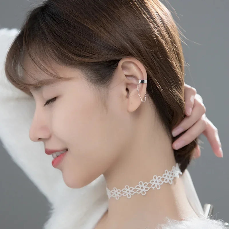 Smooth Chain Surface Clip on Earrings DB1233