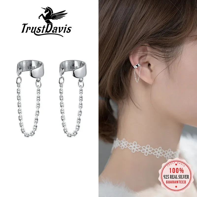 Smooth Chain Surface Clip on Earrings DB1233