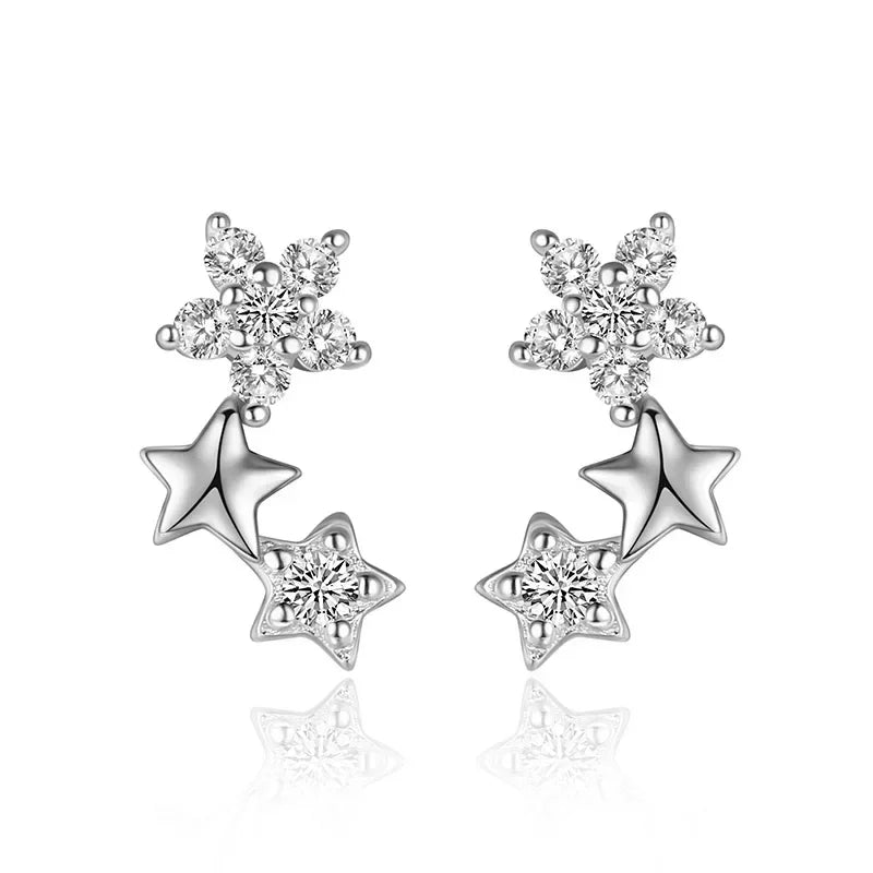 Star Zircon Stud Earrings 14K Gold Plated L096