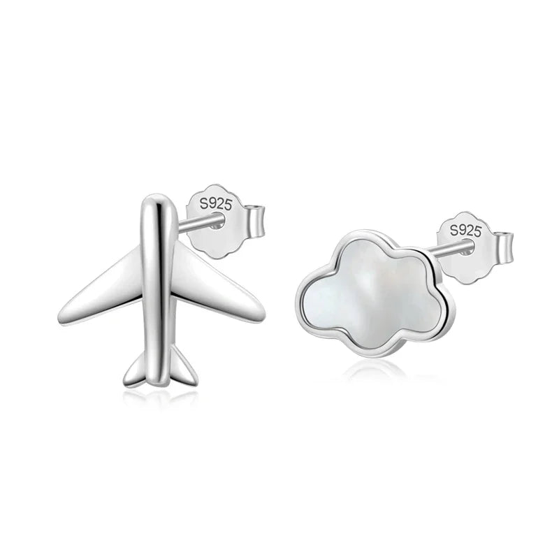 Sweet Asymmetric Clouds Plane Stud Earrings DA2921