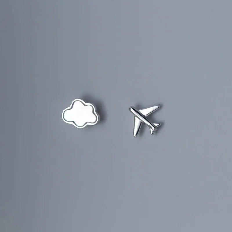 Sweet Asymmetric Clouds Plane Stud Earrings DA2921