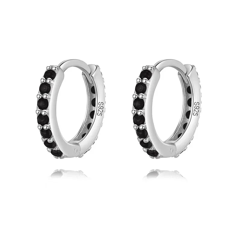 TrustDavis Real 925 Sterling Silver Sweet Colour CZ Inner Diameter 8.8mm Hoop Earring For Women Wedding Birthday Jewelry DA2716