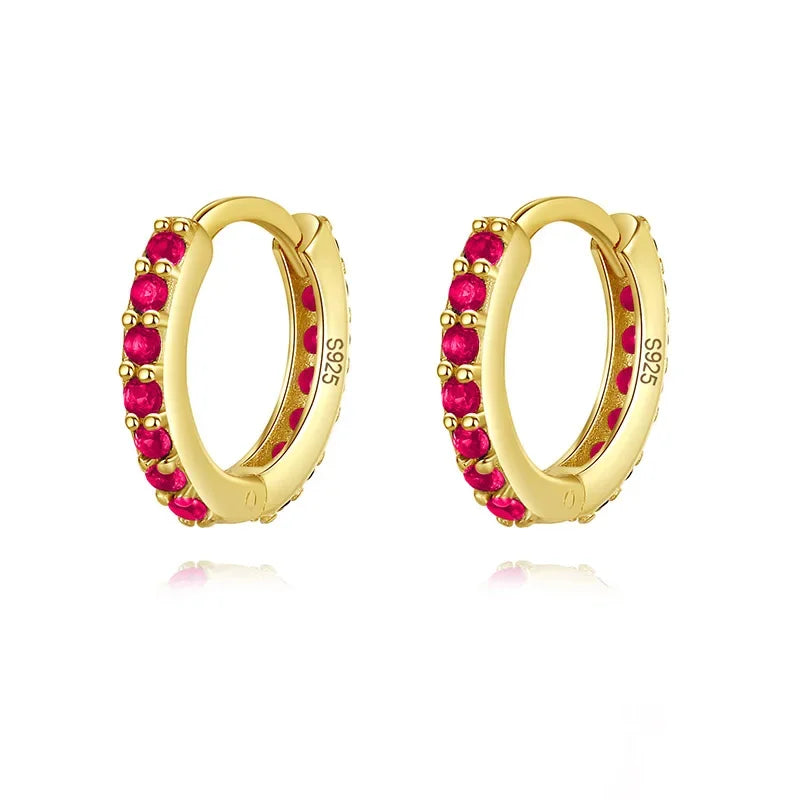 TrustDavis Real 925 Sterling Silver Sweet Colour CZ Inner Diameter 8.8mm Hoop Earring For Women Wedding Birthday Jewelry DA2716