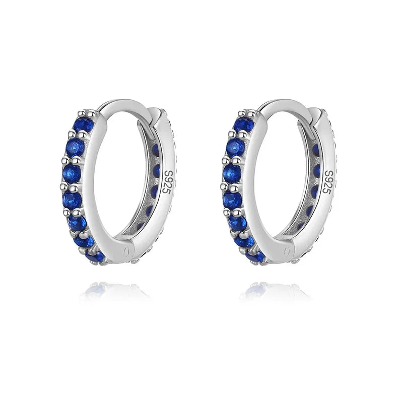 TrustDavis Real 925 Sterling Silver Sweet Colour CZ Inner Diameter 8.8mm Hoop Earring For Women Wedding Birthday Jewelry DA2716