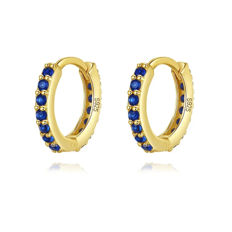TrustDavis Real 925 Sterling Silver Sweet Colour CZ Inner Diameter 8.8mm Hoop Earring For Women Wedding Birthday Jewelry DA2716