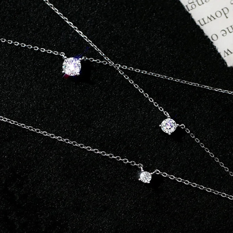 Sweet Geometric Square CZ Pendant Clavicle Necklace DA1991