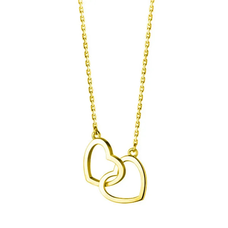 Sweet Romantic Double Heart Clavicle Necklace DA2592