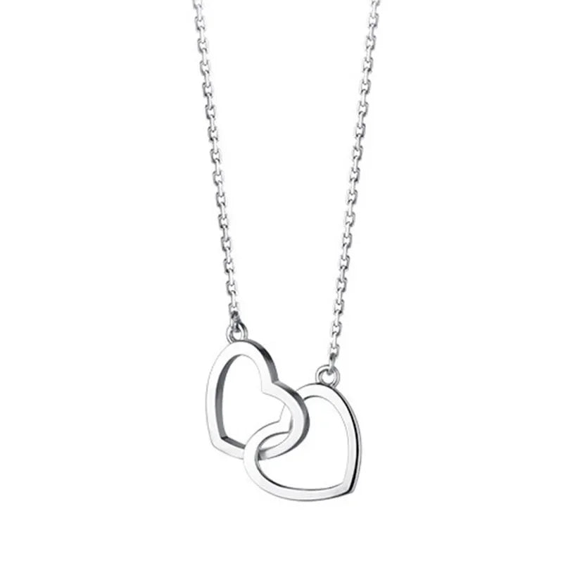 Sweet Romantic Double Heart Clavicle Necklace DA2592