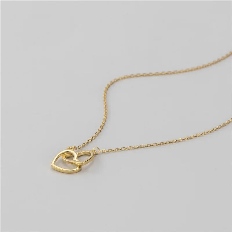 Sweet Romantic Double Heart Clavicle Necklace DA2592