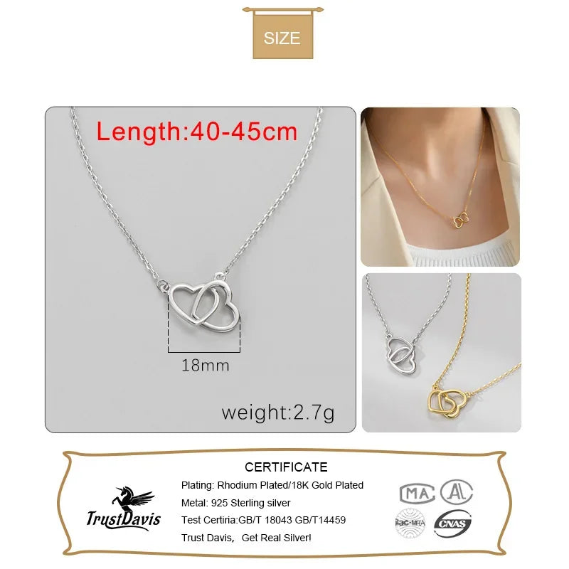 Sweet Romantic Double Heart Clavicle Necklace DA2592