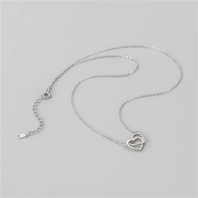 Sweet Romantic Double Heart Clavicle Necklace DA2592