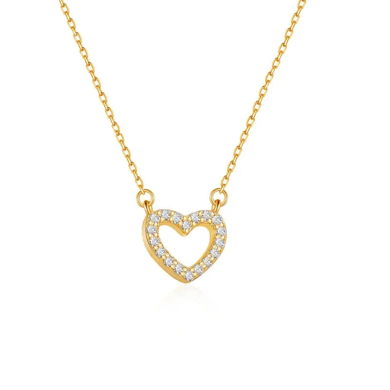 Sweet Romantic Heart Shiny CZ Pendant Short Necklace DD1109