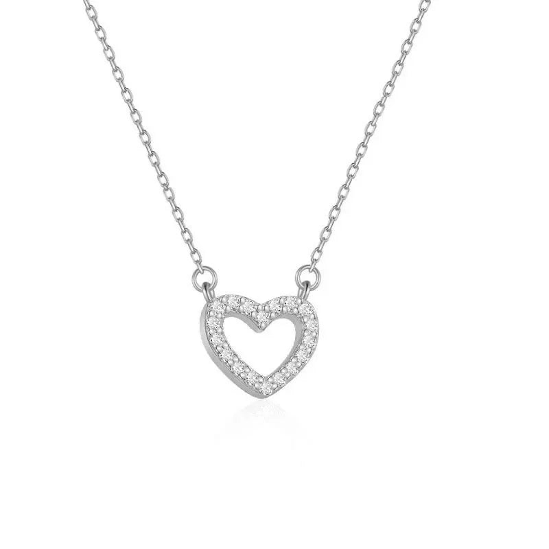 Sweet Romantic Heart Shiny CZ Pendant Short Necklace DD1109