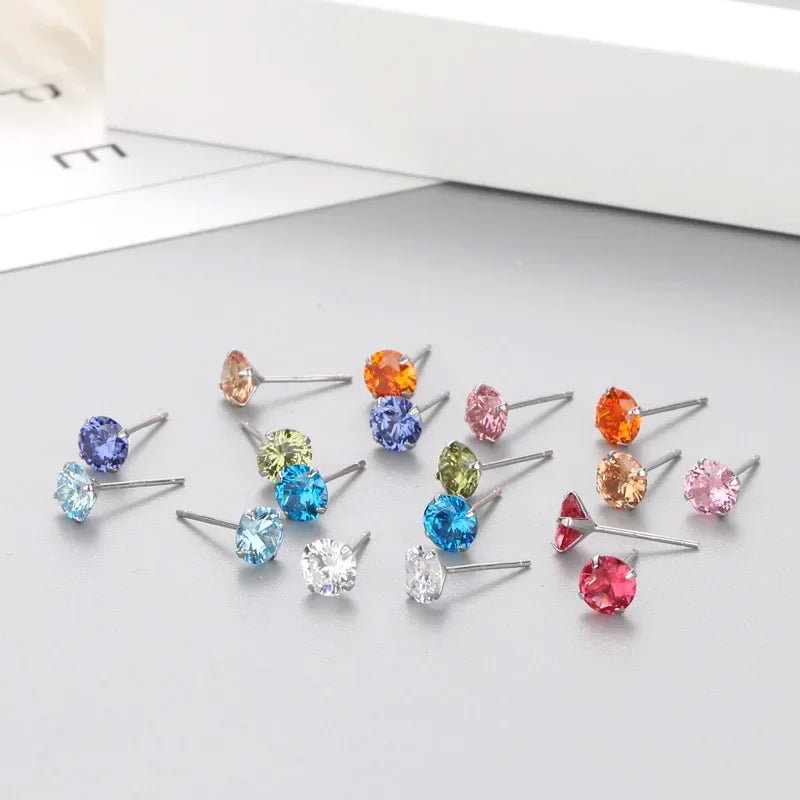 Sweet Round Zircon Colorful Earrings DS4084