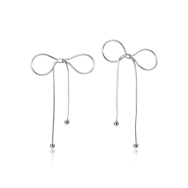 Sweet Simple Bowknot Tassel Stud Earrings DA2948