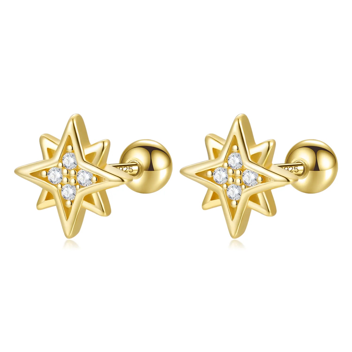 Sweet Star White Zircon Screw Stud Earrings DG0056