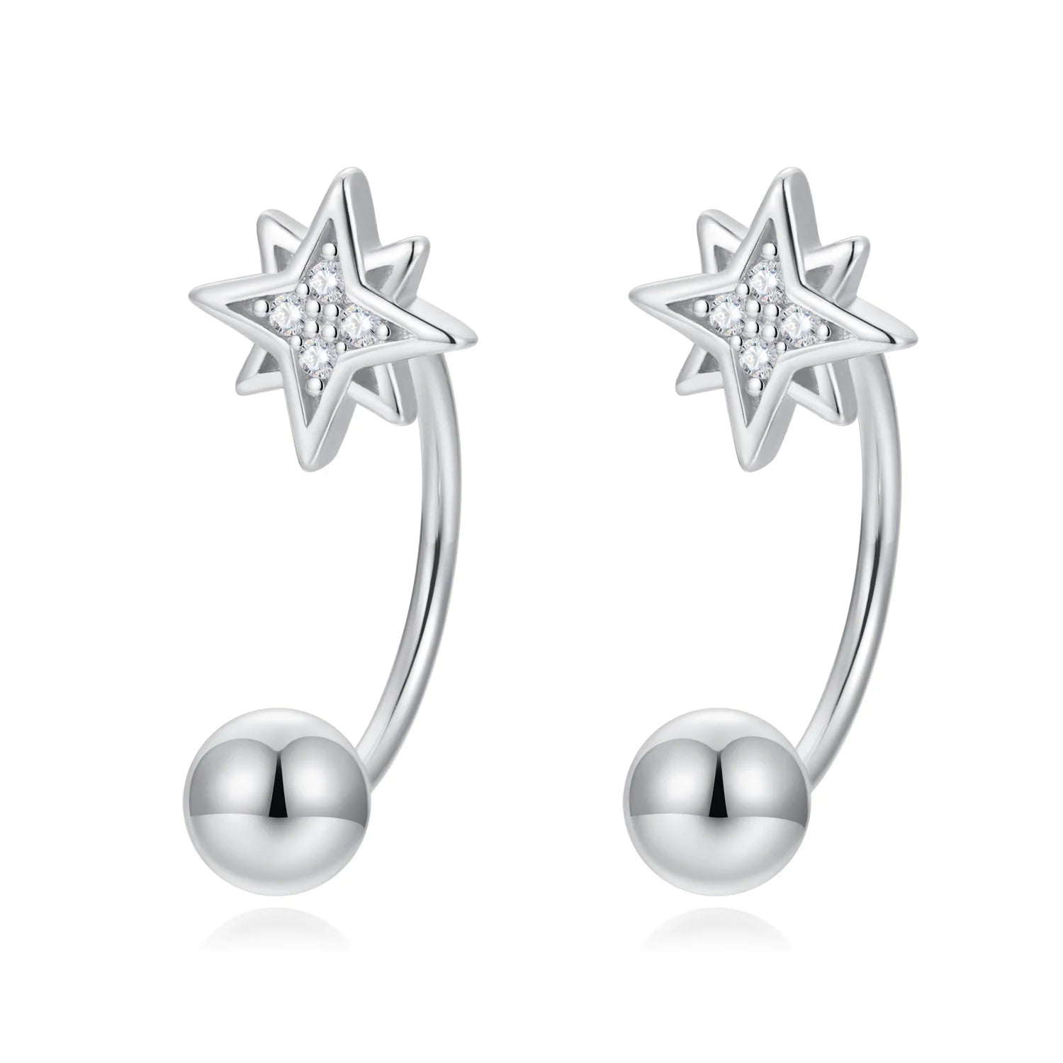 Sweet Star White Zircon Screw Stud Earrings DG0056