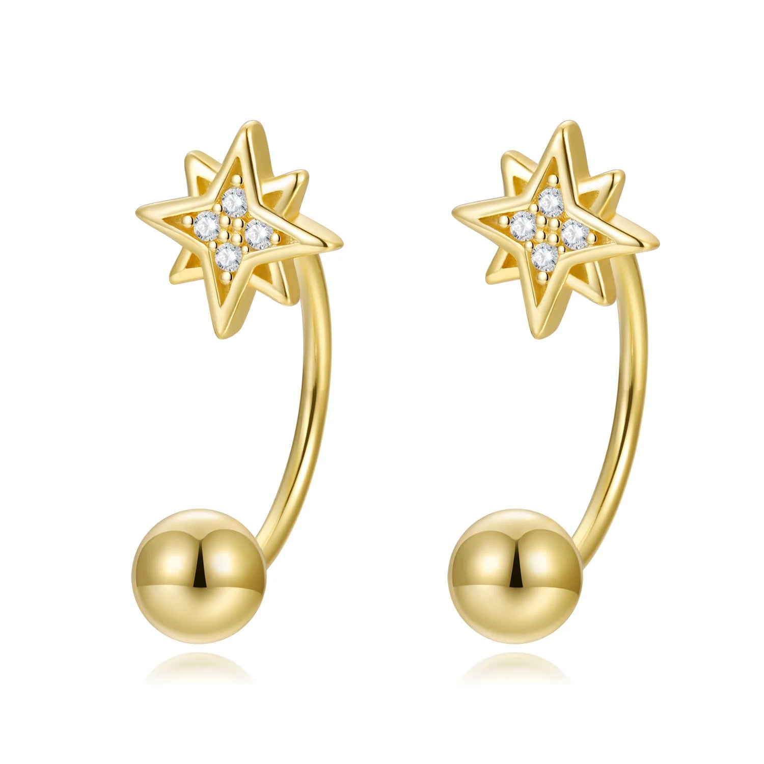 Sweet Star White Zircon Screw Stud Earrings DG0056