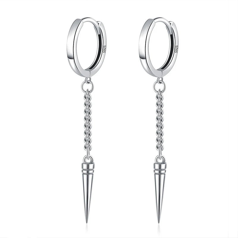 Fashion Punk Rivet Chain Hoop Earring DA2590