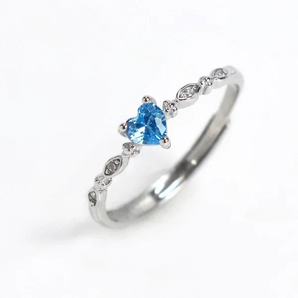 Heart Color Zircon Cocktail Opening Ring DS3958