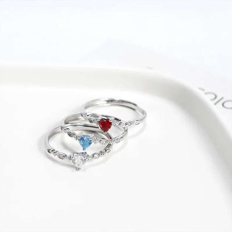 Heart Color Zircon Cocktail Opening Ring DS3958