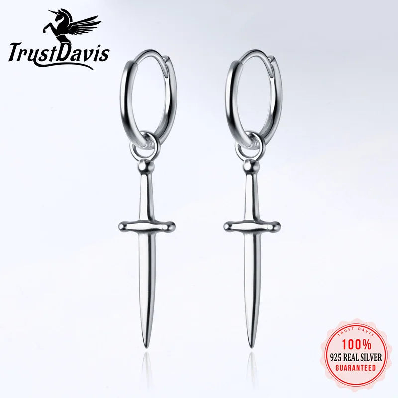 Hoop Earrings Charm Gothic Dagger Style Cross DS3609