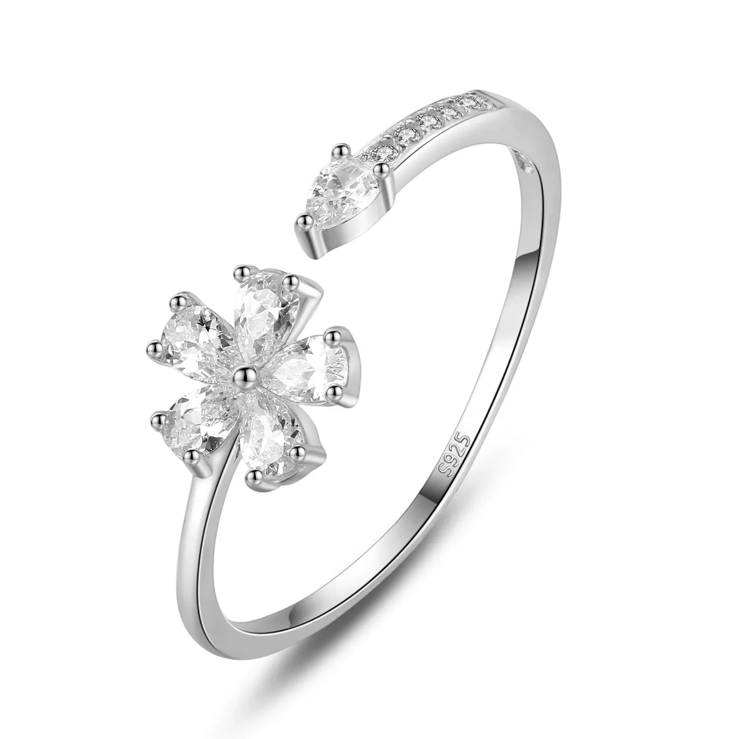 Fashion Jewelry Moon Star CZ Cocktail Opening Ring Sizable DA27