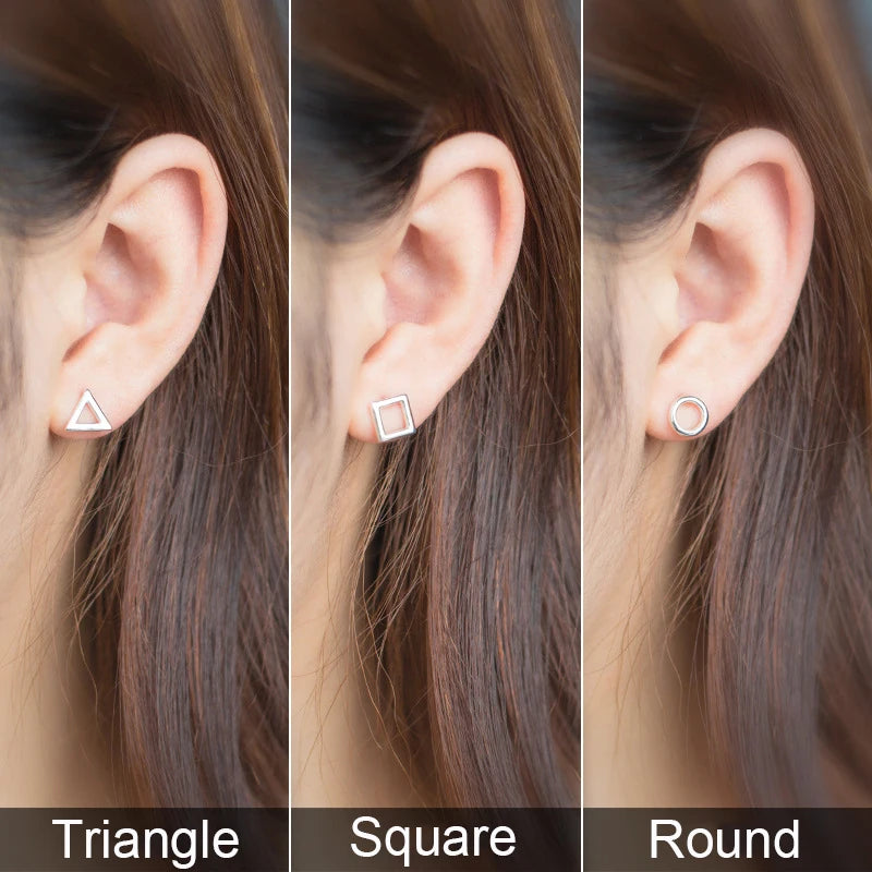 Fashion Cute Tiny Round Square Triangle Stud Earrings DS46