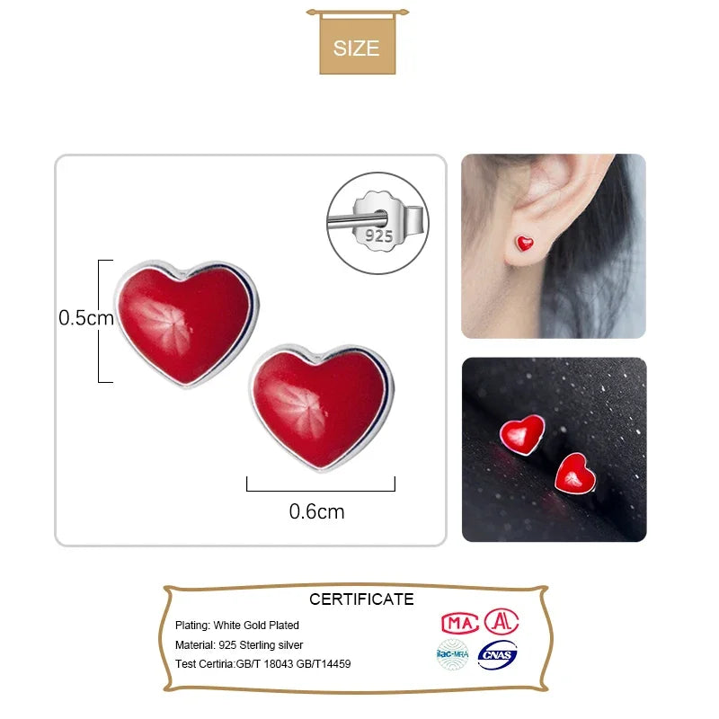 Tiny Red Love Footprints 5mmX6mm Stud Earrings DS122