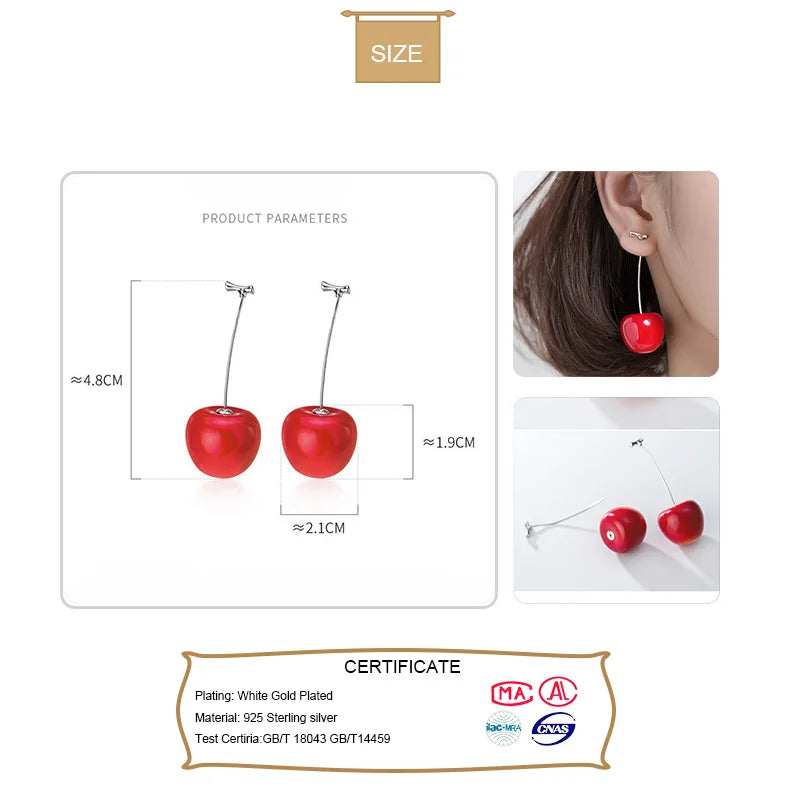 Charms Fine Fruit Cherry Stud Earrings DA163