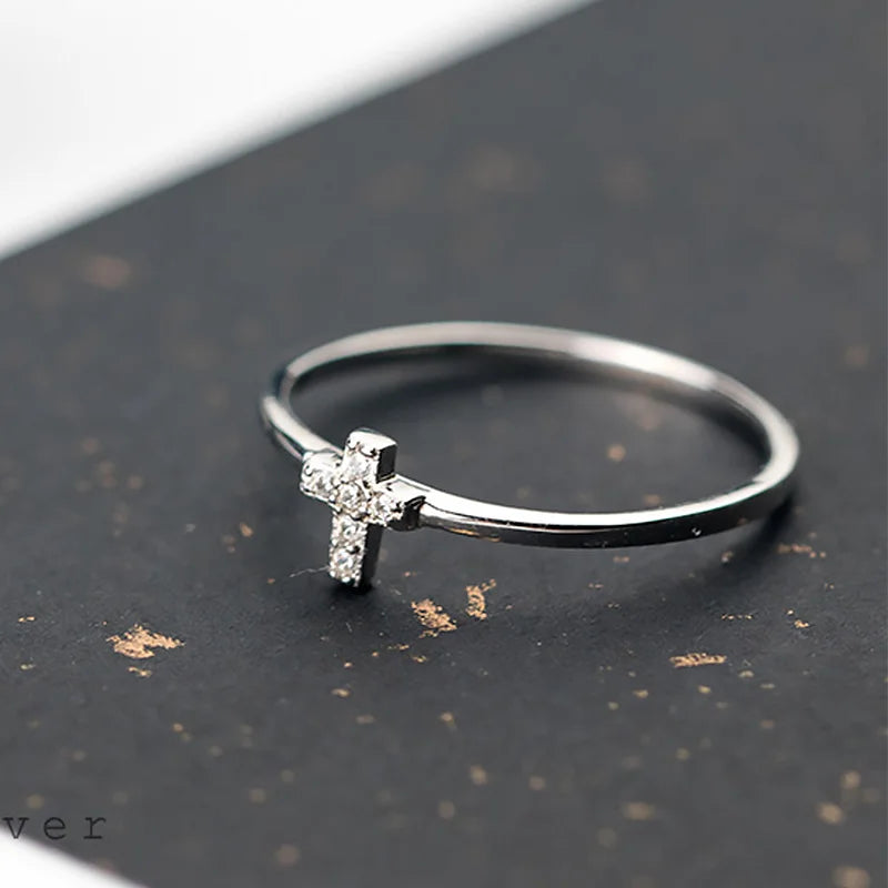 Charm Cross Shiny CZ Cocktail Ring DA1561