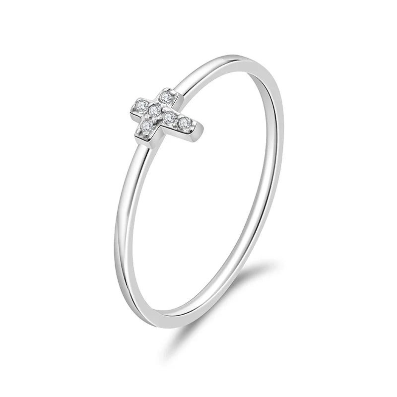 Charm Cross Shiny CZ Cocktail Ring DA1561