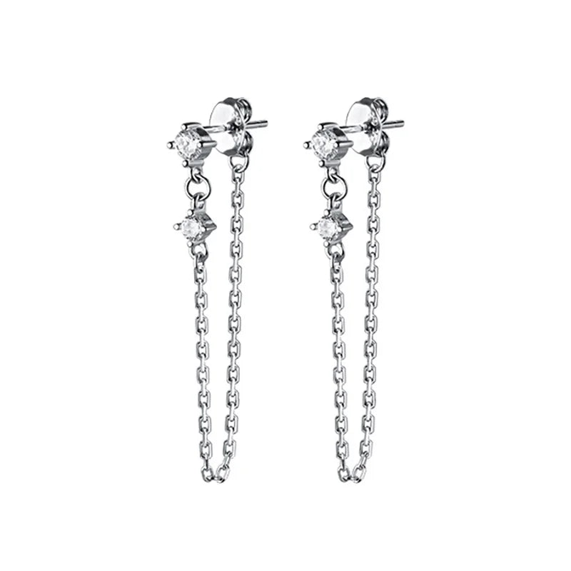 Fashion Creative Chain Links Shiny CZ Stud Earrings DB991