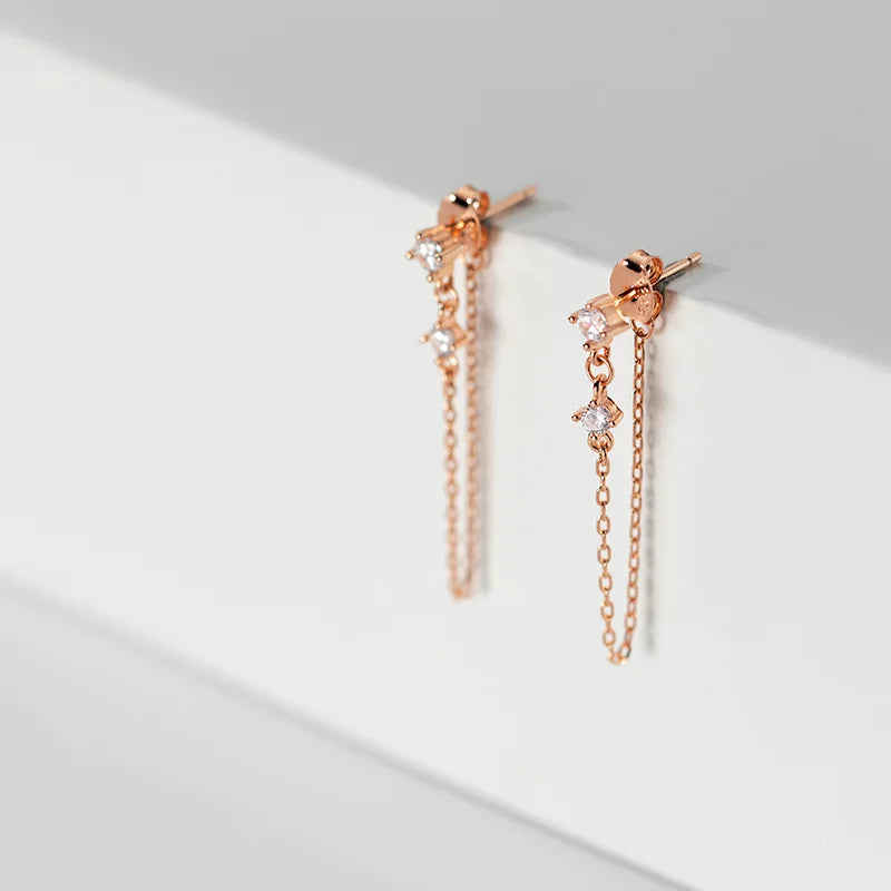 Fashion Creative Chain Links Shiny CZ Stud Earrings DB991