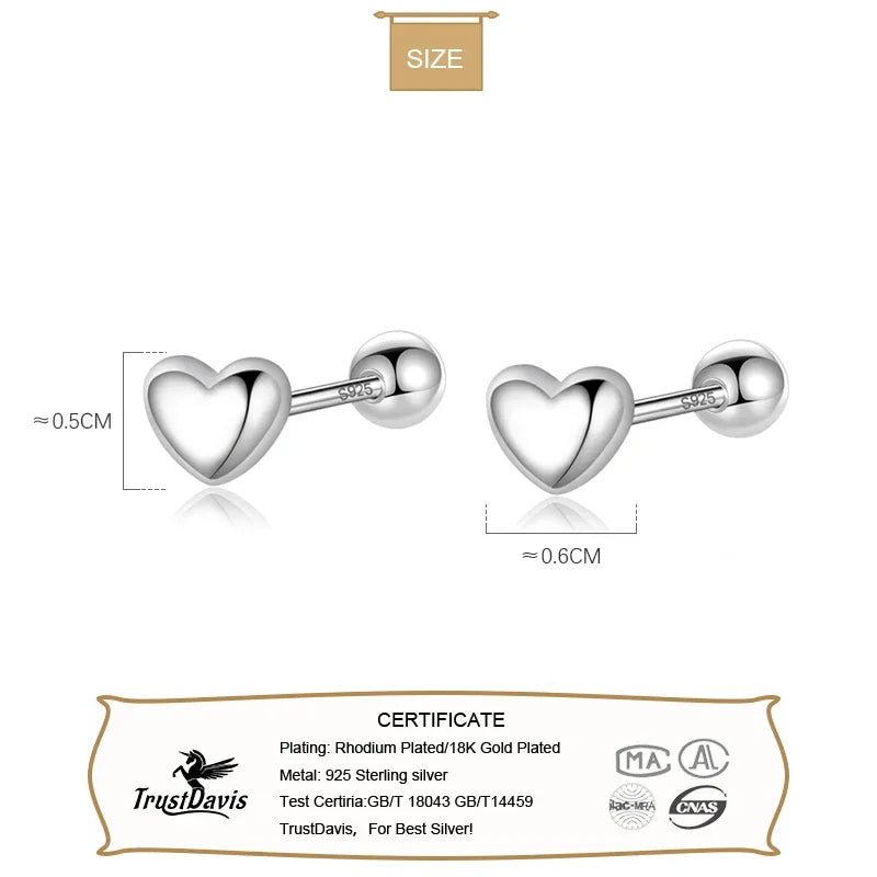 Fashion Romantic Heart Beads Screw Stud Earrings DS818