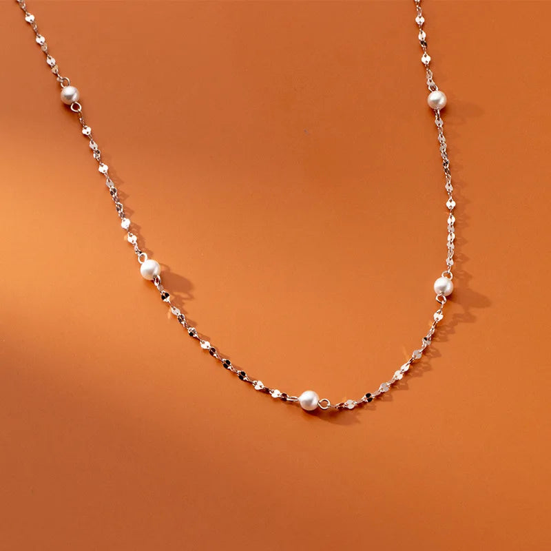 Fashion Synthesis Pearl Chain Clavicle Necklace DA2315