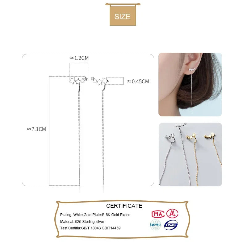 Smooth Surface Heart Linked 6.5cm Ear Line Earring DA1124