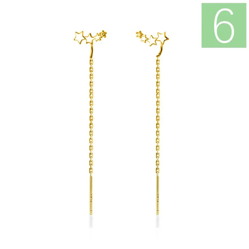 Smooth Surface Heart Linked 6.5cm Ear Line Earring DA1124