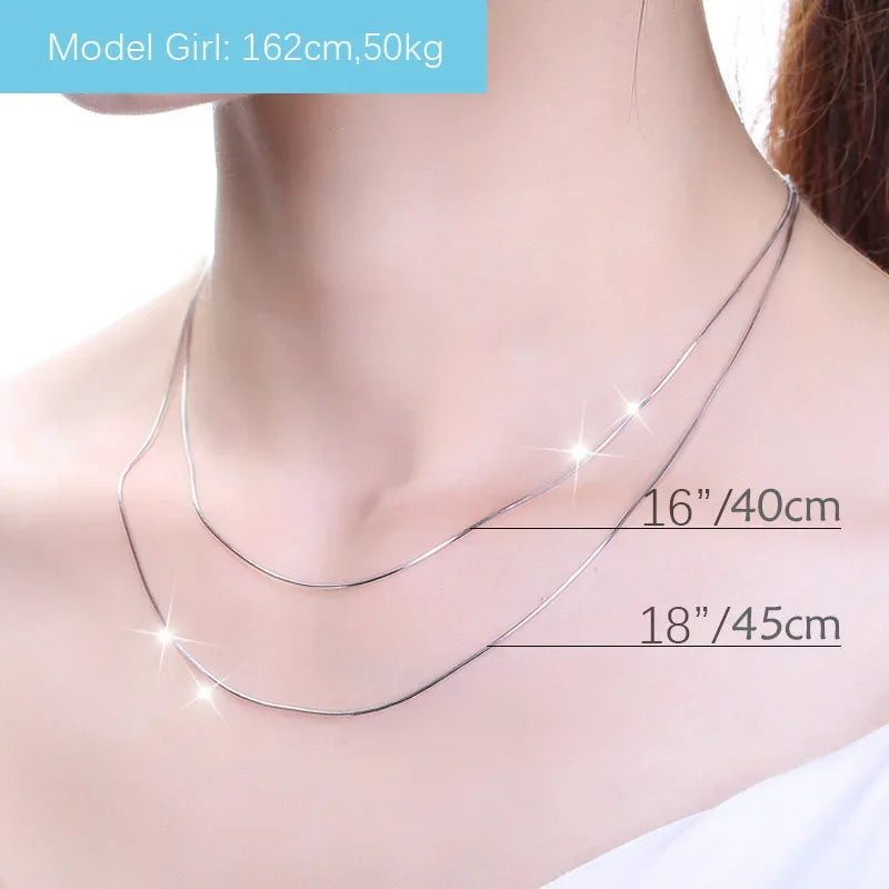 Water-wave Snake Box Chain For Woman 40cm/45cm 0.7/0.8mm Chain Necklace DC06