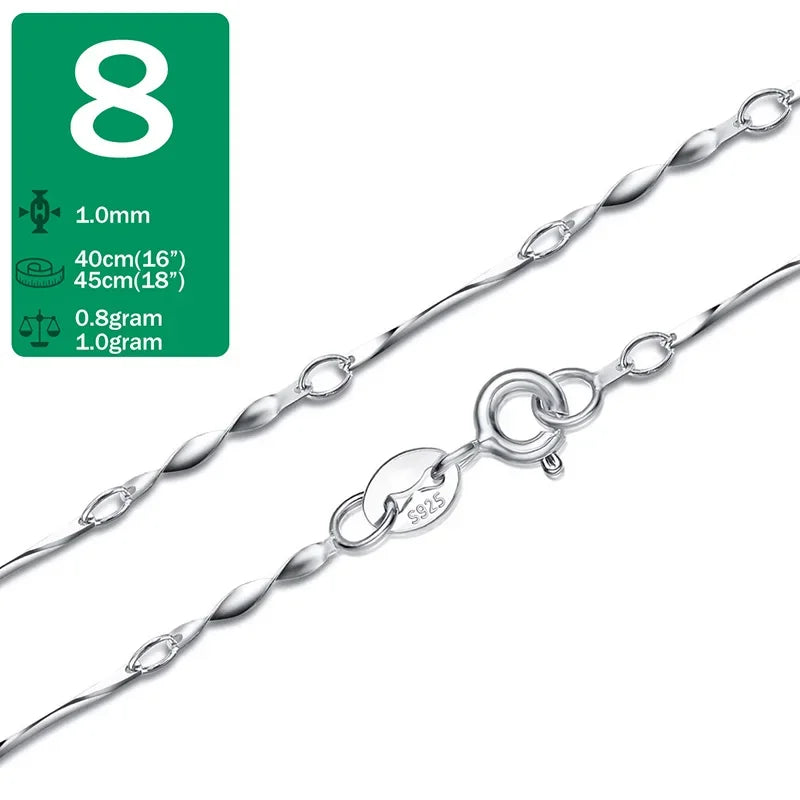 Water-wave Snake Box Chain For Woman 40cm/45cm 0.7/0.8mm Chain Necklace DC06