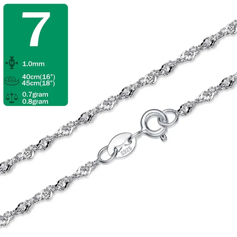 Water-wave Snake Box Chain For Woman 40cm/45cm 0.7/0.8mm Chain Necklace DC06