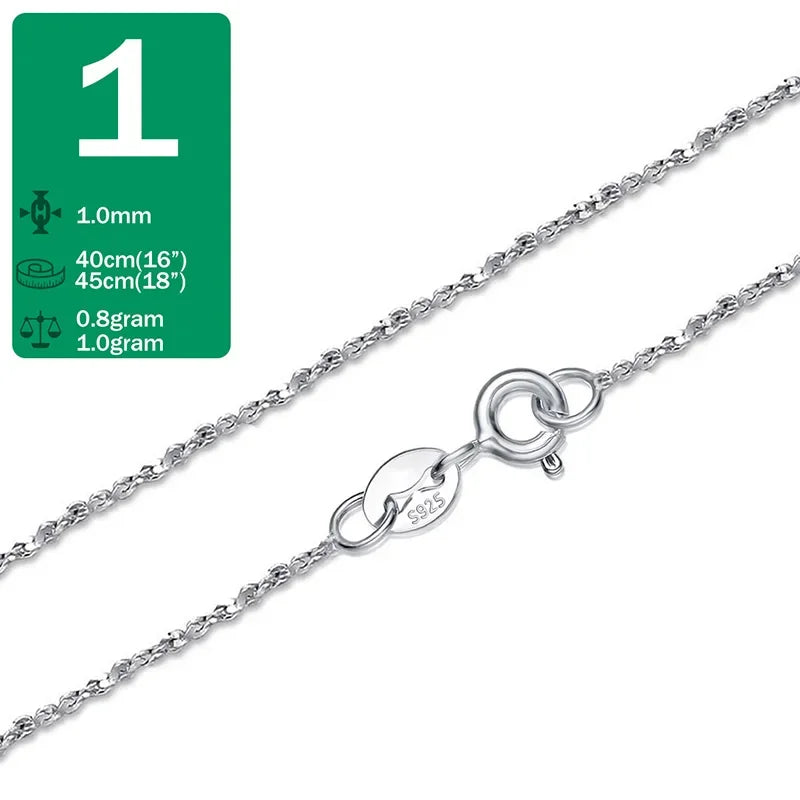 Water-wave Snake Box Chain For Woman 40cm/45cm 0.7/0.8mm Chain Necklace DC06