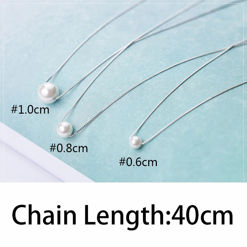 Fashion White 6 8 10mm Pearl Pendant 40cm Short Necklace DA189