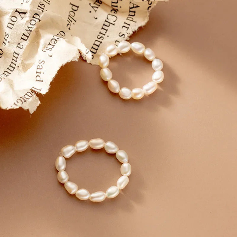 Sweet Irregular Pearl Elastic Rings DA2196