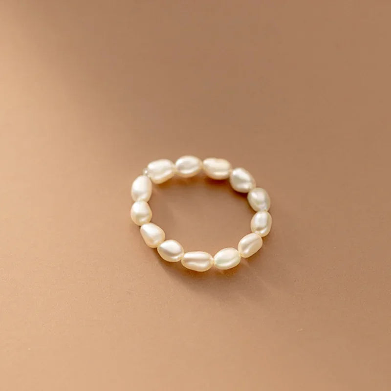 Sweet Irregular Pearl Elastic Rings DA2196