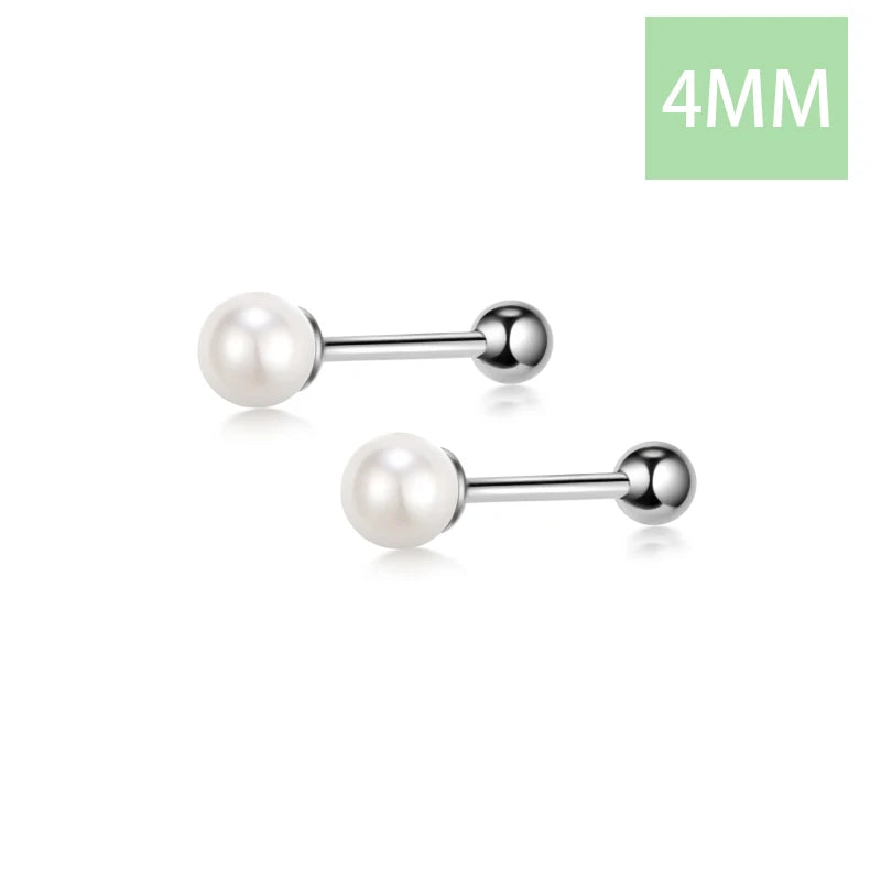 Charm Min Pearl Beads Screw Stud Earrings DA1621