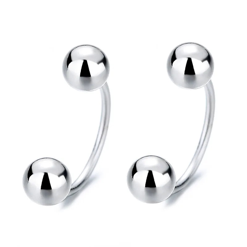 Fashion Charm double Beads Screw Stud Earrings DA2347