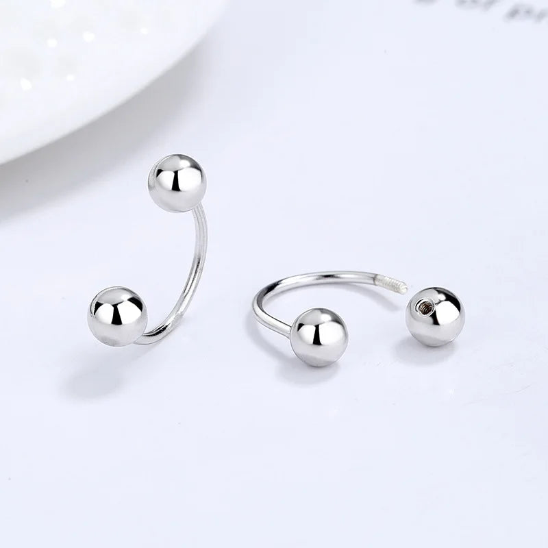 Fashion Charm double Beads Screw Stud Earrings DA2347