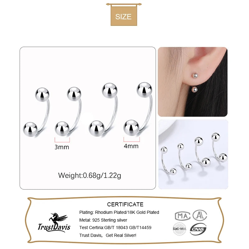 Fashion Charm double Beads Screw Stud Earrings DA2347